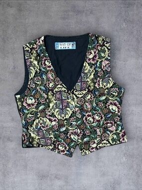 Vintage 80s / 90s Embroidered Way of Life Sz M 100% Cotton Vest